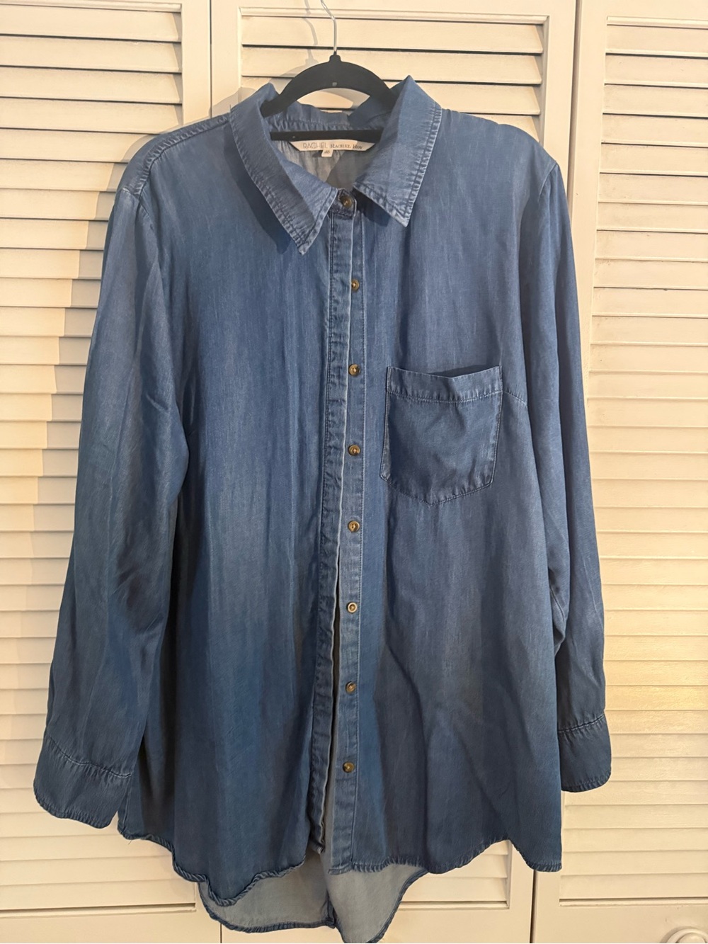 RACHEL Rachel Roy Chambray Button-Up Shirt in Medium Blue